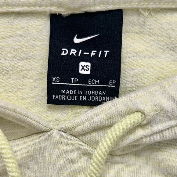Nike Dri-FIT Pale Yellow & Grey Heathered Cropped Hoodie XS Lightweight Pullover - Picture 2 of 9